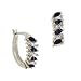 Sterling Silver .925 Genuine Sapphire Stone Marquise Cut Genuine Diamond Accent Hoop Earrings