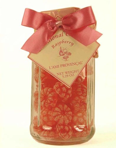 3 jars of Raspberry L'Ami Provencal all natural hard candies 5.3 oz in glass jar by Raspberry Candy