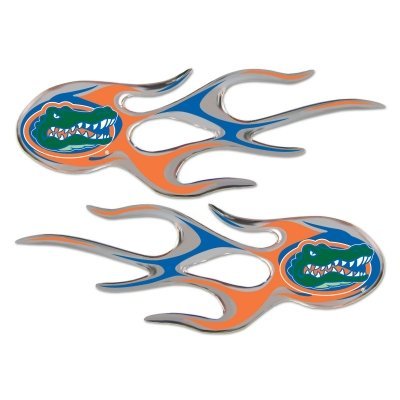 University of Florida Gators NCAA Sports Team Chrome Micro Flame Decal Sticker Car Truck Motorcycle Set of Two