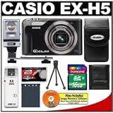 Casio Exilim EX-H5 12.1 Megapixels Digital Camera (Black) with 16GB Card + Case + Flash + Battery + Accessory Kit