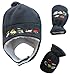 N'Ice Caps Boys Sherpa Lined Micro Fleece Embroidered Hat and Mitten Set