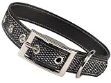 Zack & Zoey Faux Leather Black & Silver Metallic Mesh Dog Collar 8-11 x 3/8