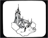 Decorated Mouse Pad with black and white, Europe, ancient, church, abbey, United Kingdom, palace, Wales, architecture, scene, building
