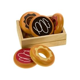 Six Wooden Donuts in Crate - Santoys