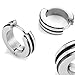 Men's 316L Stainless Steel Two Tone Hoop Huggie Earrings with Black IP 10mm