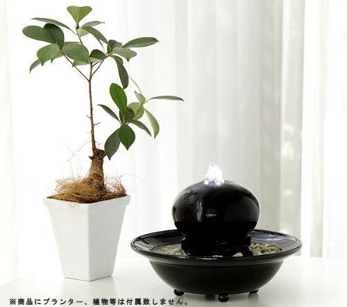【ライト付き噴水】テーブルファウンテン　オーバル　ブラック
