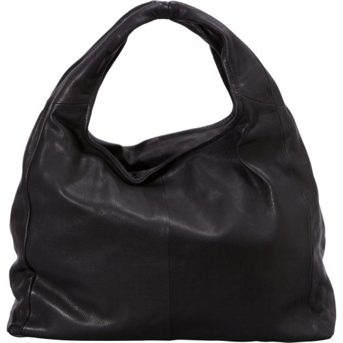 R & R Collections Large Leather Hobo (BLACK)
