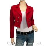 Plus Size Cropped Button Blazer Red