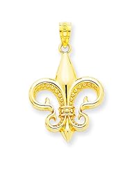 14k Yellow Gold Polished Fleur De Lis Pendant