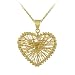18k Yellow Gold Overlay Sterling Silver String Art Heart Pendant, 18