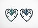 Teal Scroll Heart Wooden Earrings title=