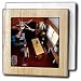 Jos Fauxtographee Miniatures - A Ceiling Fan, Wood Floors, Kitchen Table and Chairs Edited to Look like Miniatures - Tile Napkin Holders