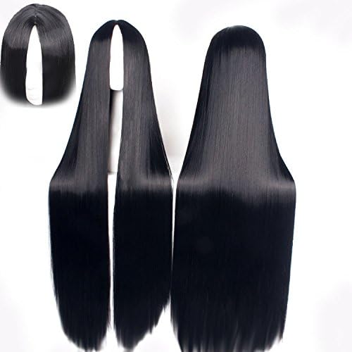 Fashion Kingdom 40'' Black Long Straight Cosplay Wig Hair Grab Female Emperor Legend of Four Grim Reaper Costume Anime Wig