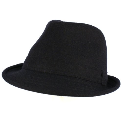 Men's Winter Classic Wool Solid Fedora Trilby Gangster Mob Cap Hat Navy L/XL
