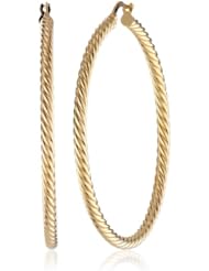 14k Yellow Gold Italian Fancy Twisted 45 mm Hoop Earrings
