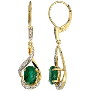 Buy 14k Gold 3 4 in. (19mm) tall Lever Back Dangle Earrings, w  0.13 Carat Brilliant Cut Diamonds and... by Gabriella Gold
