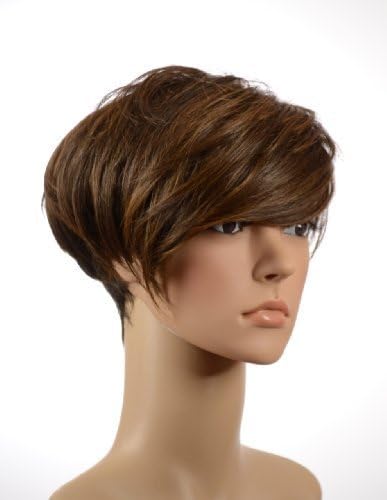 Short Brown Talisha Pixie Cut Wig | Long Sideswept Asymmetric Fringe |In the style of Frankie Sandford by Hair by MissTresses