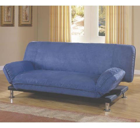 Kitchen: Blue Microfiber Futon Sofa