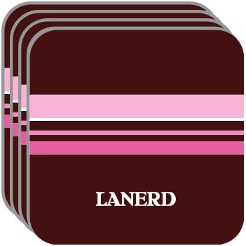 Personal Name Gift - "LANERD" Set of 4 Mini-Mousepad Coasters (pink design)