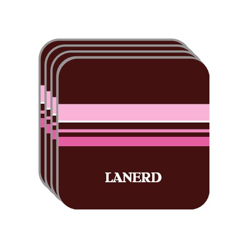 Personal Name Gift - "LANERD" Set of 4 Mini-Mousepad Coasters (pink design)