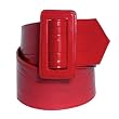 Ladies Red Wide Rectangular Mother of Pearl Designer Fashion Belt by Milidee