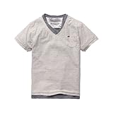 Scotch & Soda Kids - Boy's Short Sleeve Double Layer V-Neck Tee - Light Grey Stripe