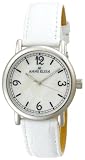 AK Anne Klein Women's 109003MPBK Round Silver-Tone Watch with a White Leather Strap