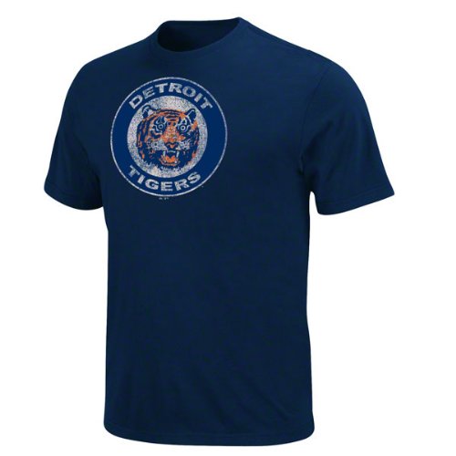 Detroit Tigers Navy Silver Era Retro Logo T-Shirt