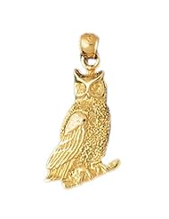 Dazzlers Solid 14k Gold Owl Charm Pendant Available in three colors from jewelsberry (weights: 3.0 grams only)