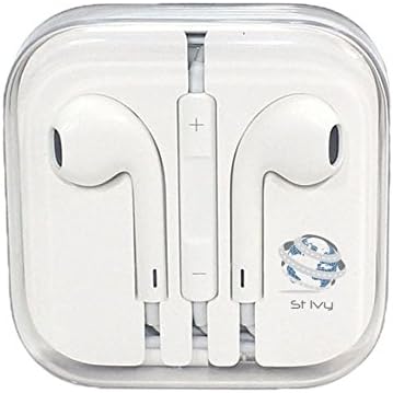 St Ivy® Earpods Earphones Earbuds with Remote Microphone for Iphone 6, 6 Plus, 5 ,4 ,5c Ipads, Ipods Nano, Smart Phone, White, 3ft (1 Year Warranty)