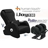 iJoy 130 Black Human Touch Massage Chair + Ottoman 2.0 Calf and Foot Massager