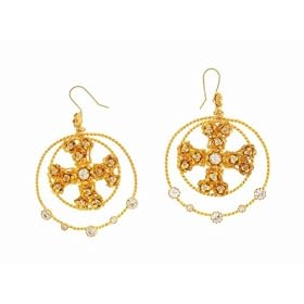 French Twist Earrings with Crosses - Clear Crystals by Virgins, Saints & Angels