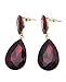 Women's Elegant Dangling Teardrop Stone Pierced Earrings - Ruby Red Stone/Gold-Tone