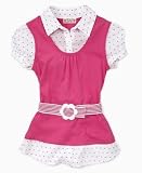 Beautees Girls Belted Polka Dot Layered Top