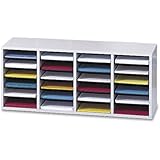 Safco Products 9423GR Wood Adjustable Literature Organizer, 24 Compartment, Gray