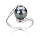 Chantel Black 9-10mm AAA Freshwater Sterling Silver Pearl Ring