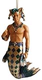December Diamonds Cajun Mardi Gras Merman Ornament-Hot with Bare Chest & Mardi Gras Beads!