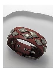 Brown Leather Bracelet In White Base