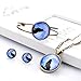 lureme Time Gem Series Disc Charm Stud Earrings Open Bangle Bracelet and Pendant Necklace Jewelry Sets for Women and Girls (White Wolf)(09000421)