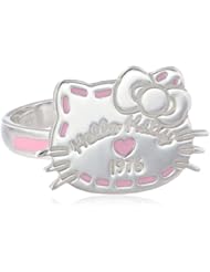 Hello Kitty Girls "Stitching" Sterling Silver Pink Enamel Piping Ring, Size 7