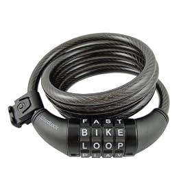 Wordlock CL-411-BK 4-Letter Combination 5 Foot Cable Bike Lock, Black