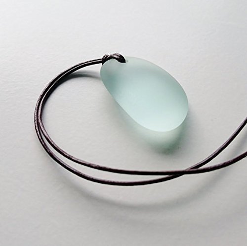 Leather Sea Glass Necklace, Sea Glass Jewelry, Leather Jewelry, Recycled Sea Glass, Unisex Necklace, Man Jewelry, Man made sea glass