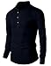 H2H Mens Casual Henley Lightweight Roll-up Sleeve Slim Fit Shirt