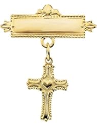 Baptismal Brooch with Cross in 14k Yellow Gold