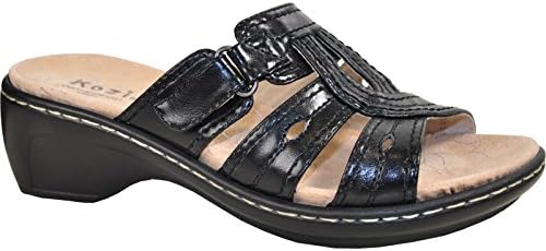 KOZI Women Orthopedic Sandal OR5106 with Hook-and-Loop Straps Black 39M