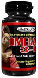 OMEGA 3-1 - 60 Capsules Omega Fatty Acids Fish Oil Flaxseed Borage Oil Heart, Joint & Skin Support