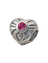 Zable(tm) Sterling Silver October Birthstone Heart Bead / Charm