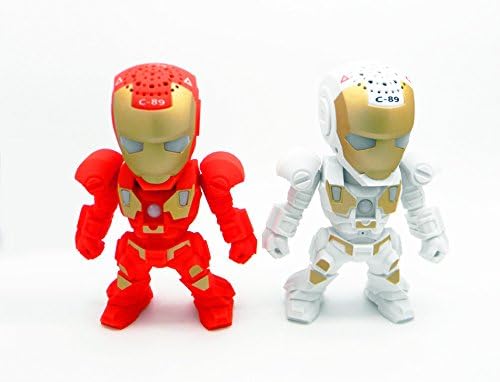 Apltch® New Iron Man Wireless Bluetooth Speaker C-89 Mini Portable Children Style LED Light Speakers Stereo Music Player Support FM TF For Smartphones Tablets PC All Blutooth Devices(White )