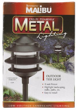 Intermatic CL191 Malibu Low Voltage Premium Cast Metal Three Tier 11-Watt Landscape Light, Black