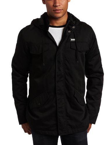 :Metal Mulisha Men's Dexter Twill Hooded Jacket, Black, XX-Large